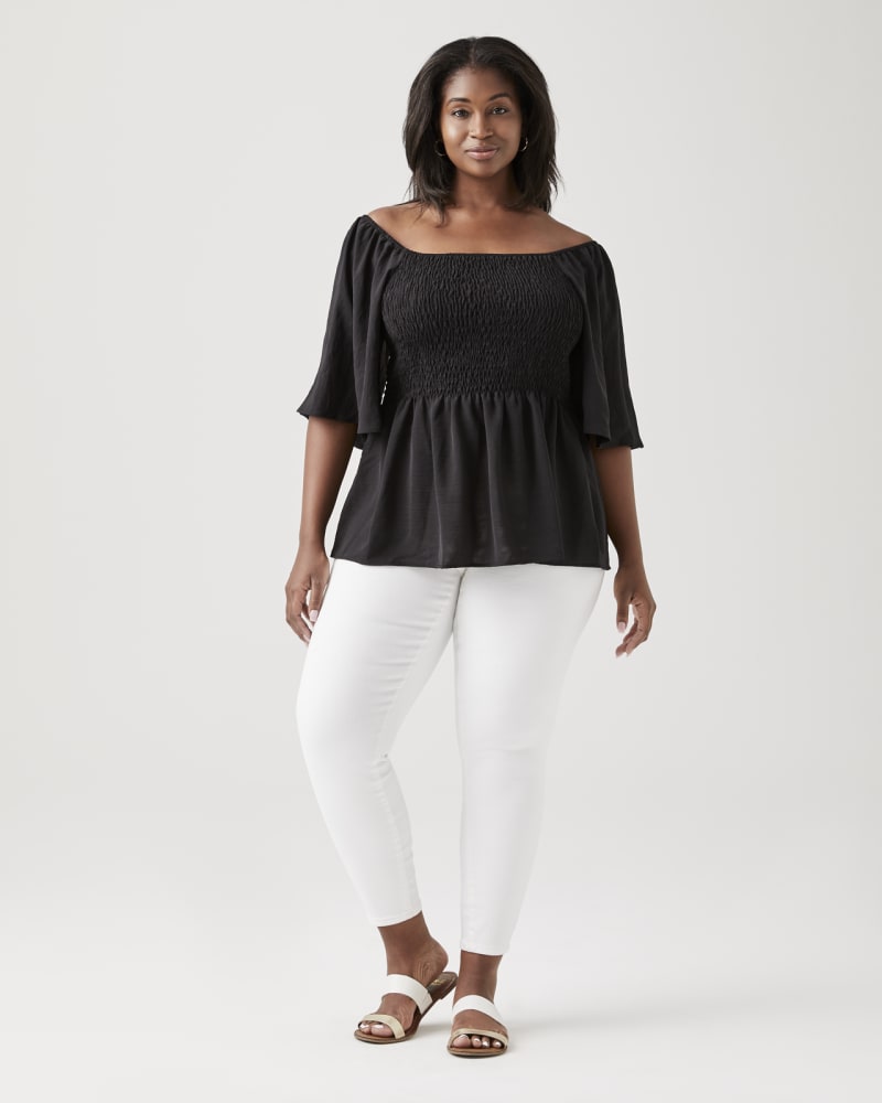 Plus size model wearing Ryder Smocked Blouse by B. Collection | Dia&Co | dia_product_style_image_id:131535